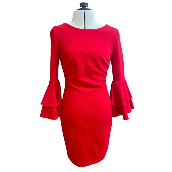 Calvin Klein Red Sheath Dress 2 - Picture 1 of 6